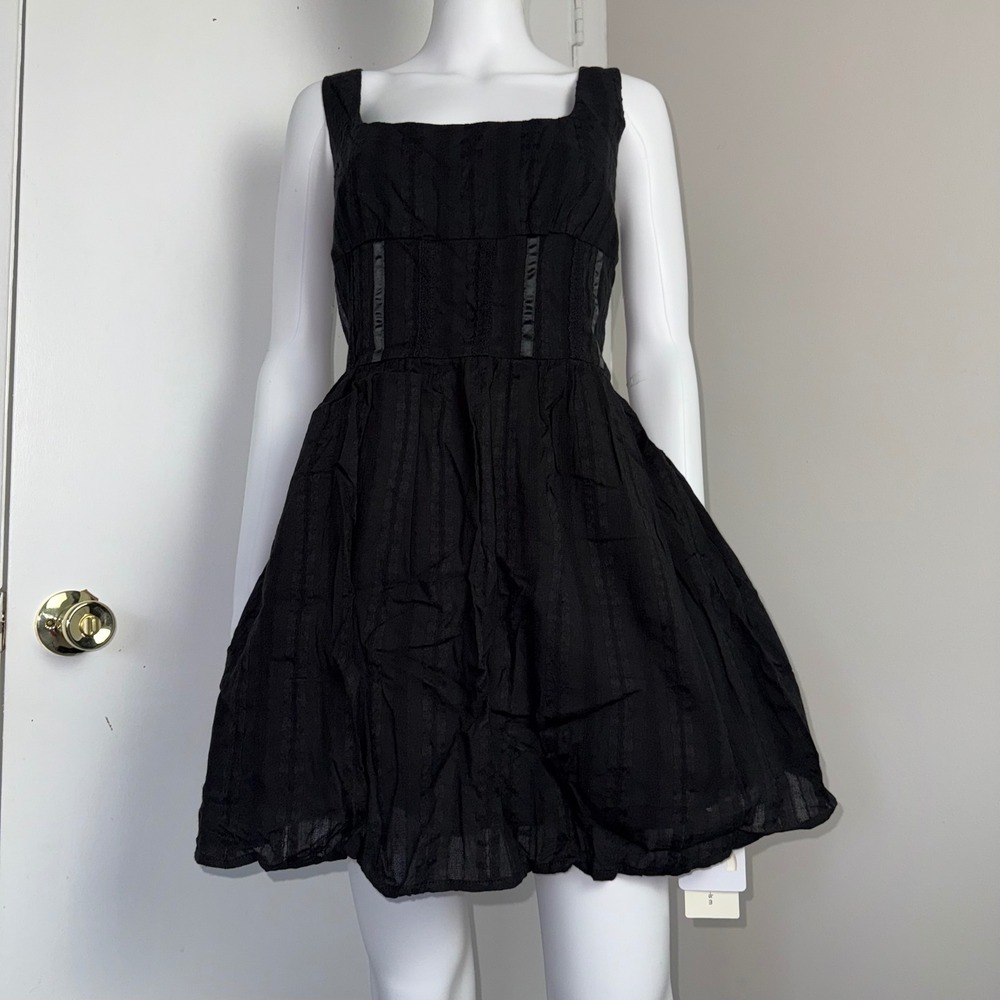 Commense Sleeveless Mini‎ Dress Corset Style Square Neck Party Cocktail Black L - Picture 14 of 15
